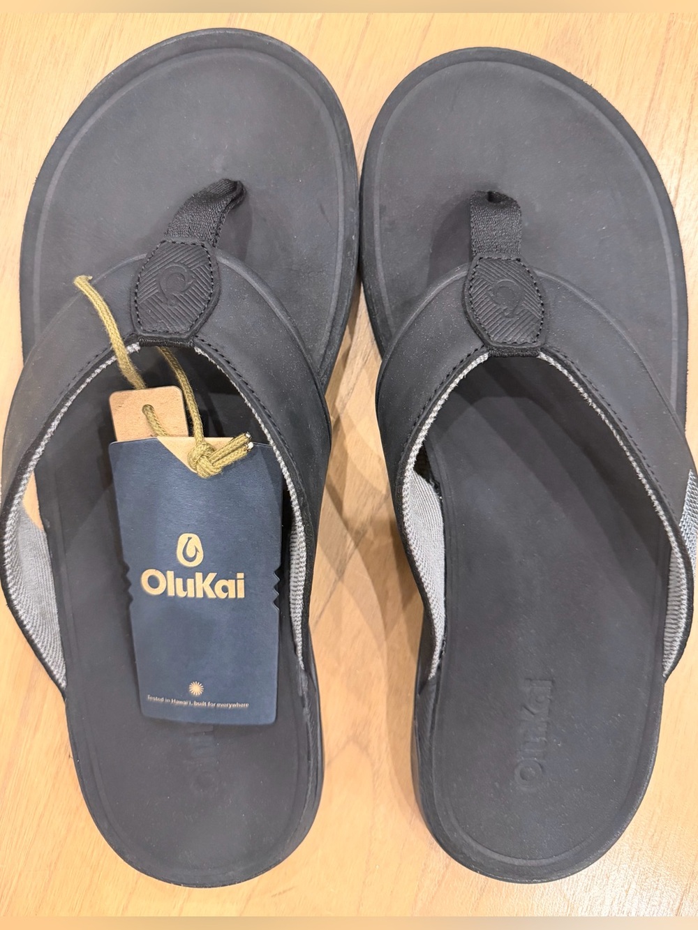 OLUKAI Tuahine Men's Waterproof Leather Sandals - 10 - Black